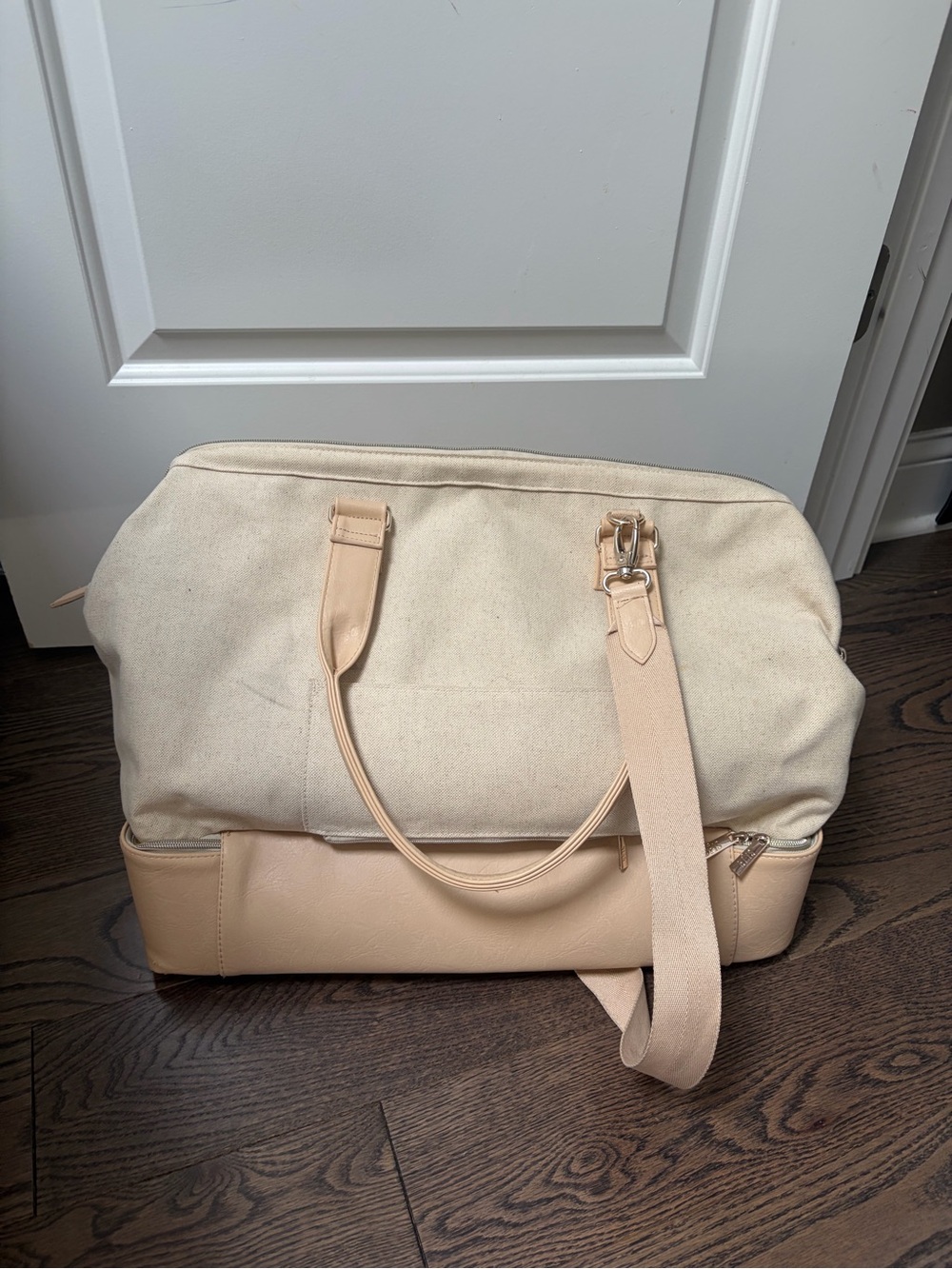 BEIS Beige Canvas & Leather Travel Bag